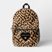 Cheetah Print Pattern Tan Brown & Black Heart Bedruckter Rucksack (Vorderseite)