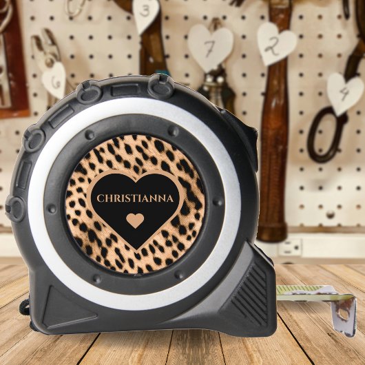 Cheetah Print Pattern Tan Brown & Black Heart Maßband