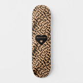 Cheetah Print Pattern Tan Brown & Black Heart Skateboard (Vorderseite)