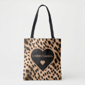 Cheetah Print Pattern Tan Brown & Black Heart Tasche (Vorderseite)