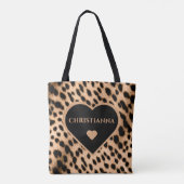Cheetah Print Pattern Tan Brown & Black Heart Tasche (Rückseite)