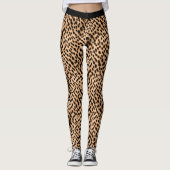 Cheetah Print Pattern Tan Brown & Black Leggings (Vorderseite)