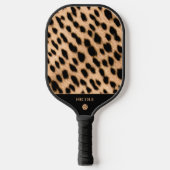 Cheetah Print Pattern Tan Brown & Black Pickleball Schläger (Vorderseite)