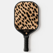 Cheetah Print Pattern Tan Brown & Black Pickleball Schläger (Rückseite)