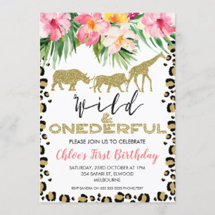 Cheetah Print Safari Wild Onederful Birthday Einladung