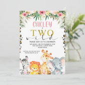 Cheetah Print Safaril 2 Wild Geburtstag Einladung (Stehend Vorderseite)