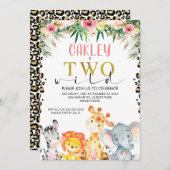 Cheetah Print Safaril 2 Wild Geburtstag Einladung (Vorne/Hinten)