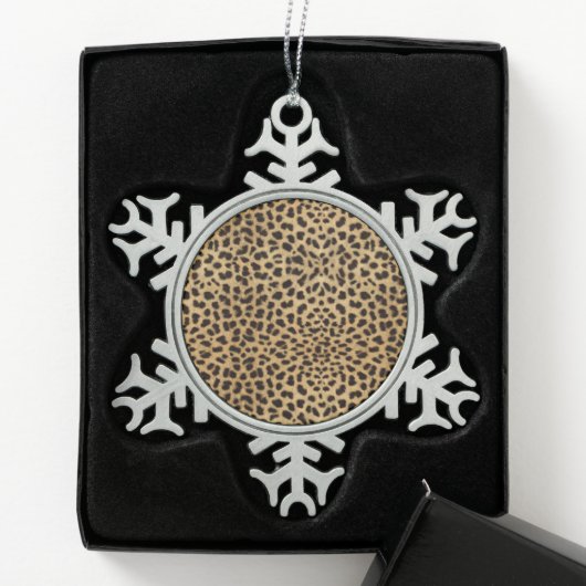 Cheetah Print Schneeflocken Zinn-Ornament (Box)