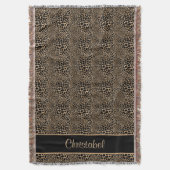 Cheetah Print Spots Black & Tan Custom Name Decke (Vorderseite Vertikal)