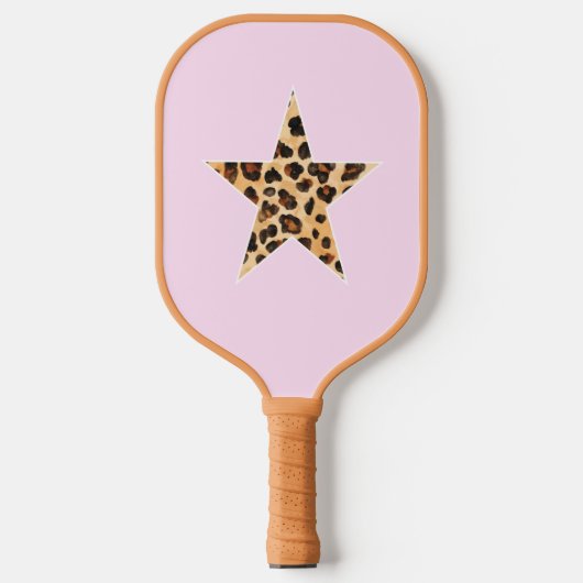 Cheetah Print Star auf Pink Pickle Ball Paddel Pickleball Schläger (Vorderseite)