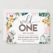 Cheetah Print Wild One Safari Tiere Geburtstag Einladung (Vorderseite)