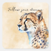 Cheetah Quadratischer Aufkleber (Vorderseite)