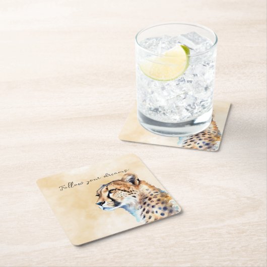 Cheetah Rechteckiger Pappuntersetzer (Vor Ort)