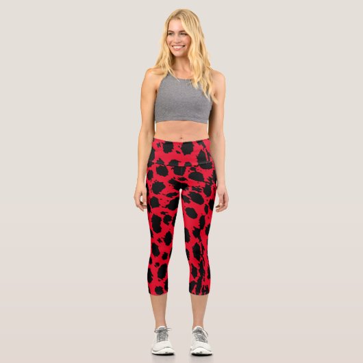 Cheetah Red Capri Leggings (Vorderseite)