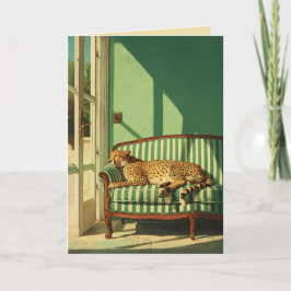 Cheetah Resting in Sunlit Room Karte