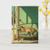 Cheetah Resting in Sunlit Room Karte (Gelbe Blume)