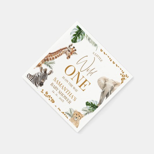 Cheetah Safari Wild One Baby Shower Paper Serviette (Ecke)