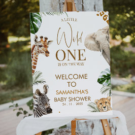 Cheetah Safari Wild One Baby Shower Welcome Sign Fotodruck