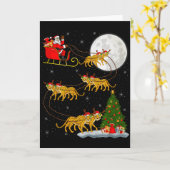 Cheetah Santa Sleigh Flying Funny Magical Christma Karte (Gelbe Blume)