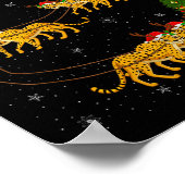 Cheetah Santa Sleigh Flying Funny Magical Christma Poster (Ecke)