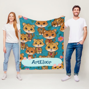 Cheetah Sitting Print Fleecedecke