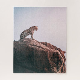 Cheetah sitzt auf einem Felsen Big Cat Wildlife Puzzle