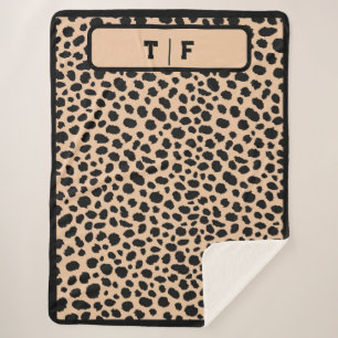 Cheetah Skin Print Initial Monogram Sherpadecke