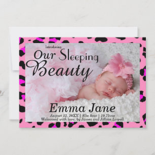 Cheetah Sleeping Beauty Print Birth Ankündigung