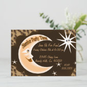 Cheetah Sleepy Moon Slumber Party Einladung (Stehend Vorderseite)