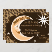 Cheetah Sleepy Moon Slumber Party Einladung (Vorne/Hinten)