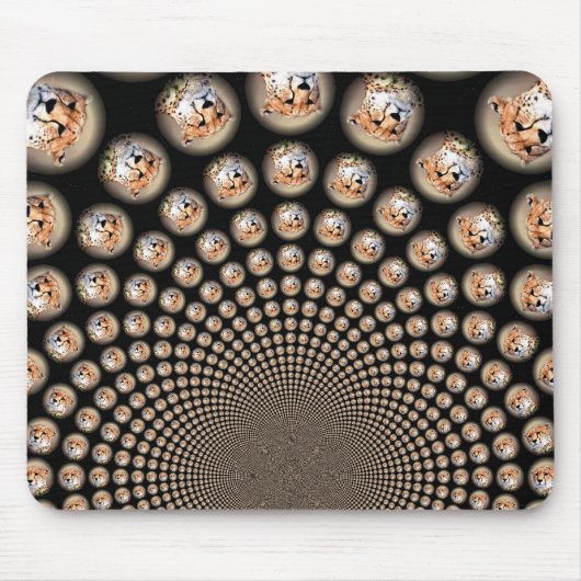 Cheetah Spin Spectacle - Feline Frenzy: Farbenfroh Mousepad (Vorne)