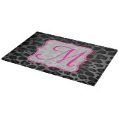 Cheetah Spot Animal Monogram Glas Cutting Board Schneidebrett (Ecke)