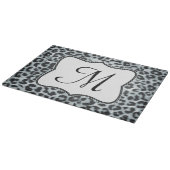 Cheetah Spot Animal Monogram Glas Cutting Board Schneidebrett (Ecke)