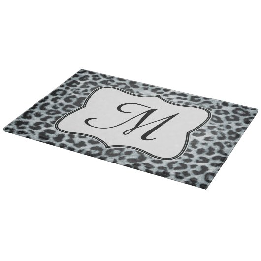 Cheetah Spot Animal Monogram Glas Cutting Board Schneidebrett (Ecke)