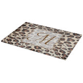 Cheetah Spot Animal Monogram Glas Cutting Board Schneidebrett (Ecke)