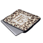Cheetah Spot Animal Print Monogram 15" Laptop Case (Vorne Knopf)