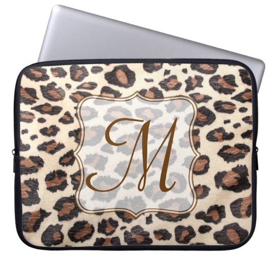 Cheetah Spot Animal Print Monogram 15" Laptop Case (Vorderseite)