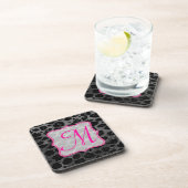 Cheetah Spot Animal Print Monogram Drink Untersetz Untersetzer (Rechte Seite)