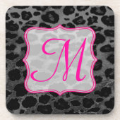Cheetah Spot Animal Print Monogram Drink Untersetz Untersetzer (Vorderseite)