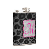 Cheetah Spot Animal Print Monogram Whiskey Flask Flachmann (Rechts)