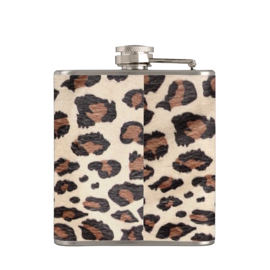 Cheetah Spot Animal Print Monogram Whiskey Flask Flachmann (Rückseite)
