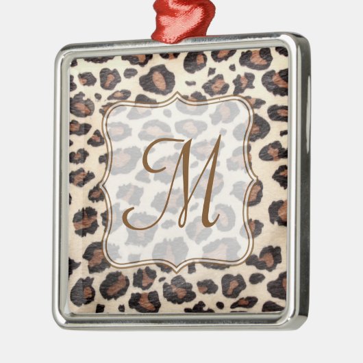 Cheetah Spot Tierpräparat Monogramm Erstmaliges Or Silbernes Ornament (Links)