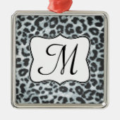 Cheetah Spot Tierpräparat Monogramm Initialverzier Silbernes Ornament (Vorne)