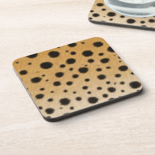 Cheetah Spots Exotische Pelztierdruckerei Getränkeuntersetzer (Linke Seite)