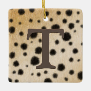 Cheetah Spots für braunes Monogramm und benutzerde Keramikornament