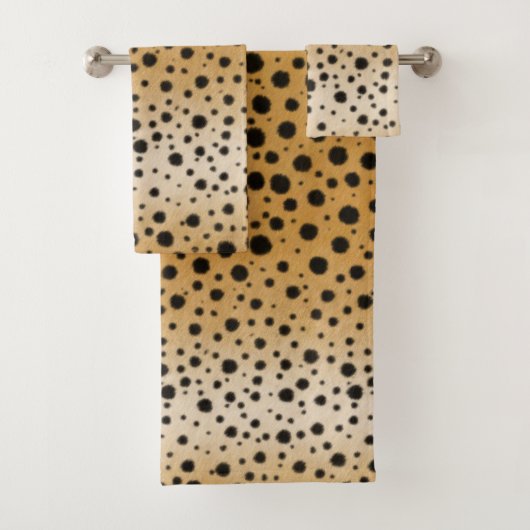 Cheetah Spots Fur Textur afrikanische Tierdrucke Badhandtuch Set (Insitu)