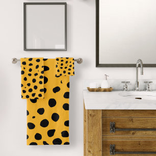 Cheetah Spots Orange Black Badhandtuch Set