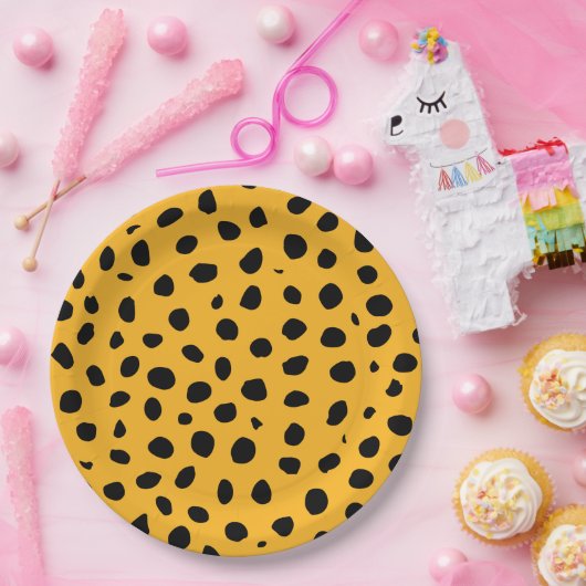 Cheetah Spots Orange Black Pappteller (Party)