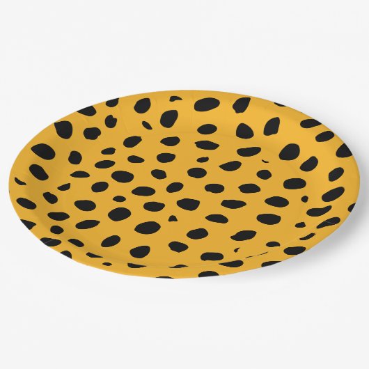 Cheetah Spots Orange Black Pappteller (Schrägansicht)