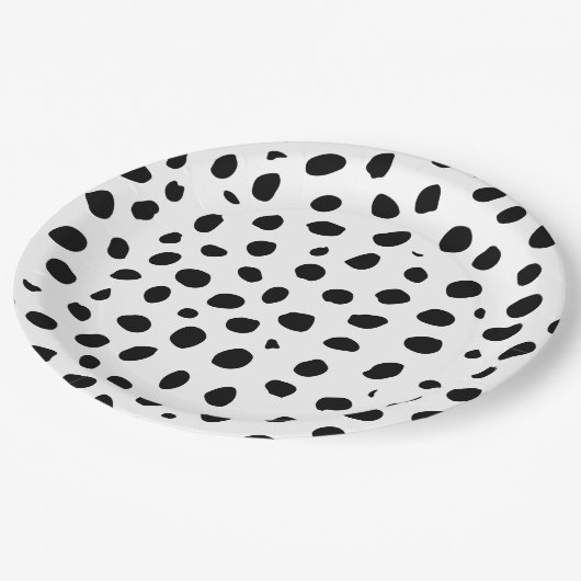 Cheetah Spots Schwarz-weiß Pappteller (Schrägansicht)